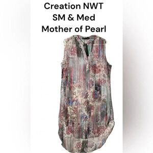 CREATION SM&MED colorful floral sheer gauze beach cover  maxi dress.sleeveless